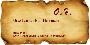 Oszlanszki Herman névjegykártya
